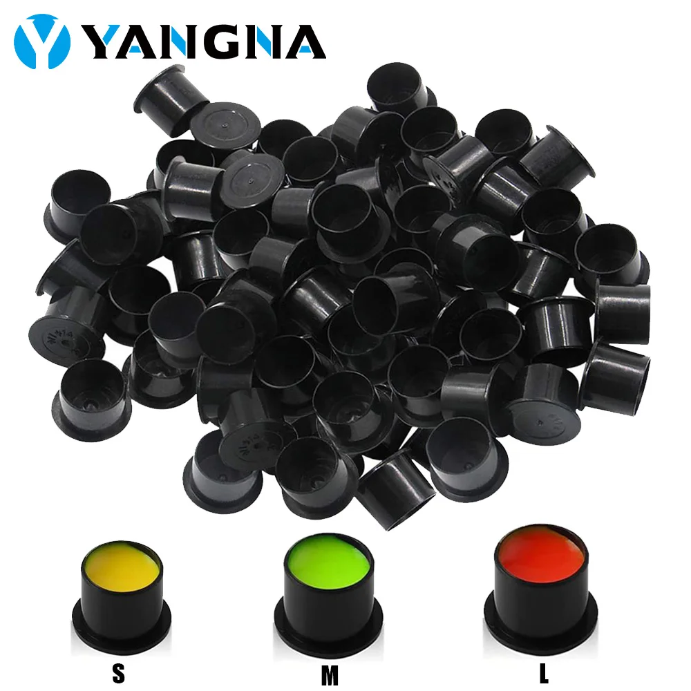 100/500/1000PCS Disposable Tattoo Ink Cups with Base Plastic Pigment Holder Container Cap Permanent Makeup Tattoo Accessories