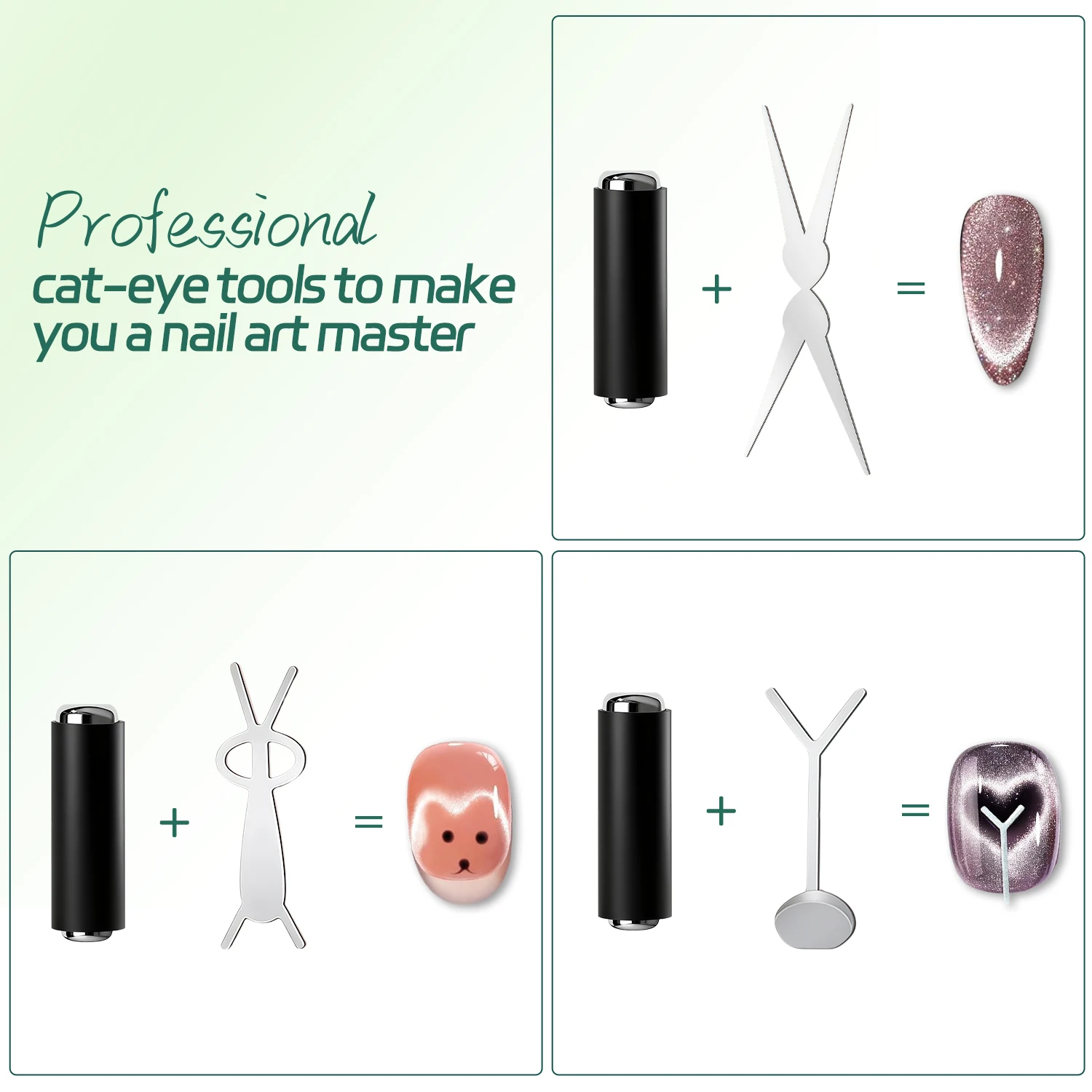 Nailpop-Kit de manicura con imán de ojo de gato, bricolaje, luz ancha francesa, diseño de corazón de conejito, juego de Arte de uñas apto para principiantes, herramientas profesionales