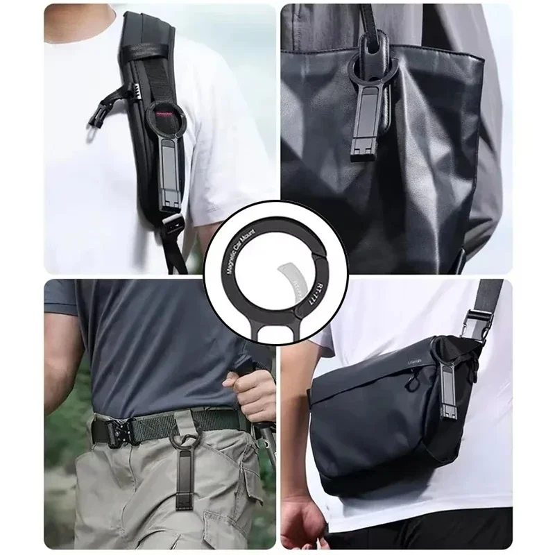 Tripod Ponsel Portabel yang Dapat Disesuaikan dengan Carabiner Magsafe untuk iPhone 12-17 Pro Max - Tripod Magnetik untuk Vlog Luar Ruangan dan Pegangan Tripod Perjalanan