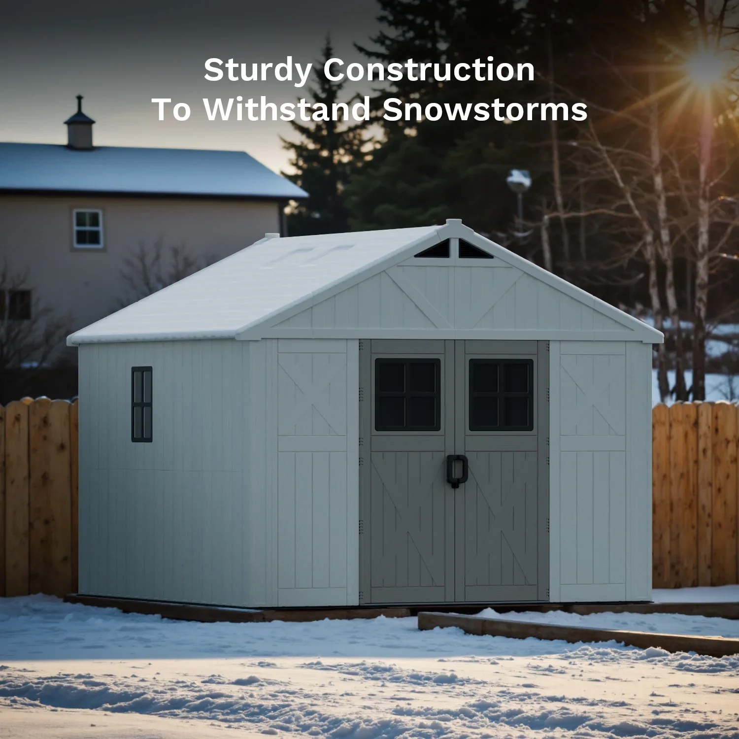 

Victone 10x10FT Сверхмощный пластиковый сарай для хранения, водонепроницаемый и нержавеющий садовый сарай для инструментов, прочный универсальный сарай, бежевый