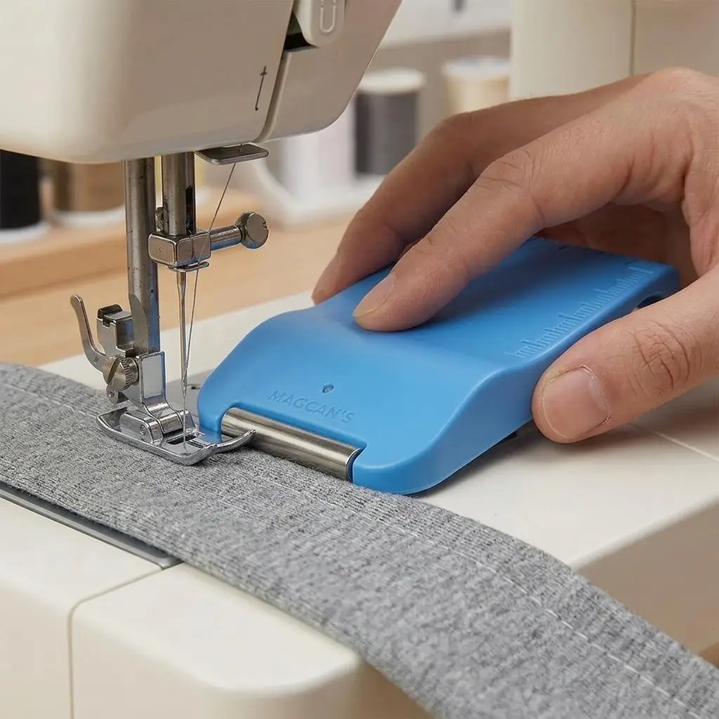 Handy Stitch Gauge Ruler Magnetic Base Fabric Seam Alignment Guide Compact Plastic Hemming Tool Diy Sewing Machine Attachment