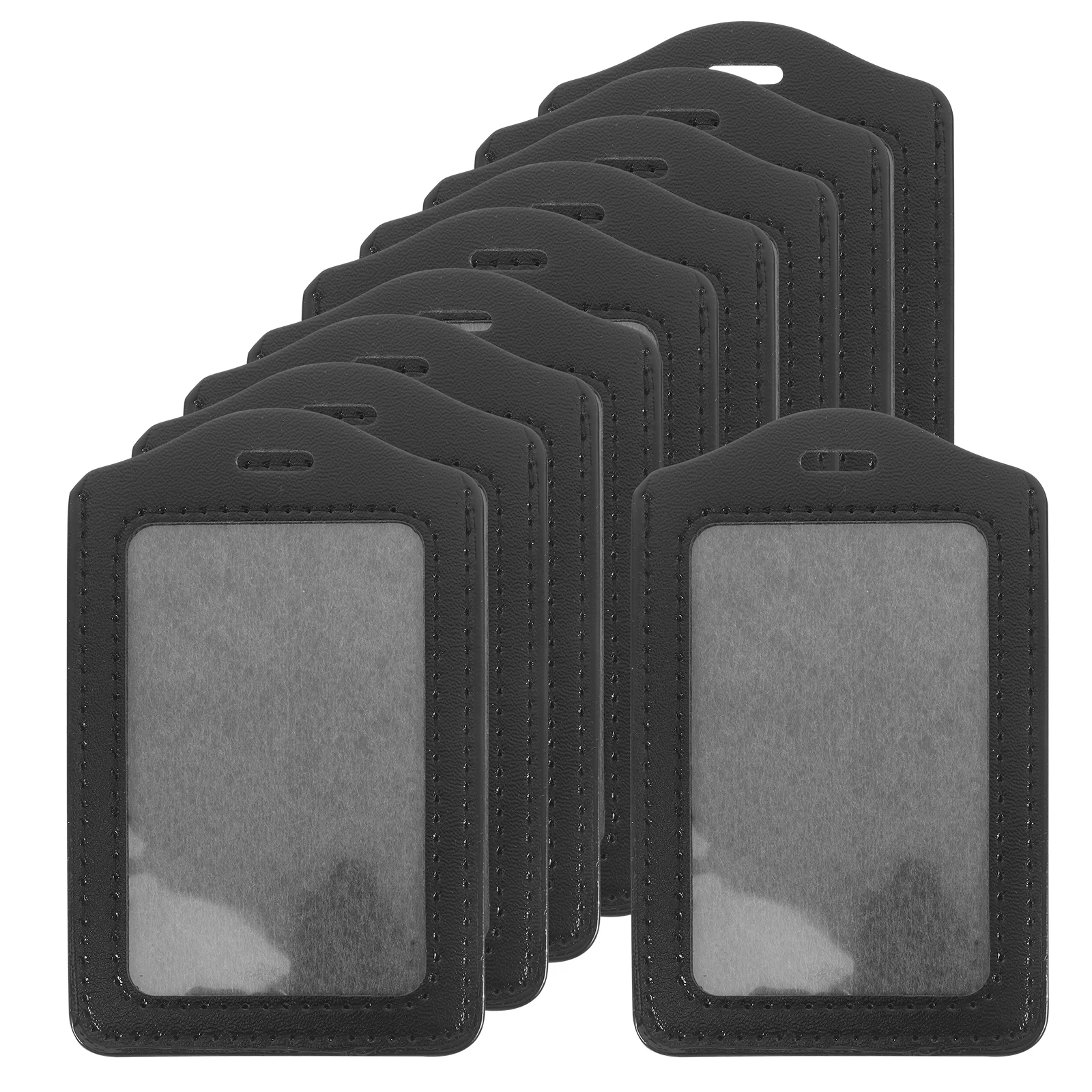 

10pcs Badge Card Holder PU Material Soft Single Transparent Window Protect Cards Scratches Loss Ideal IDs Debit Cards