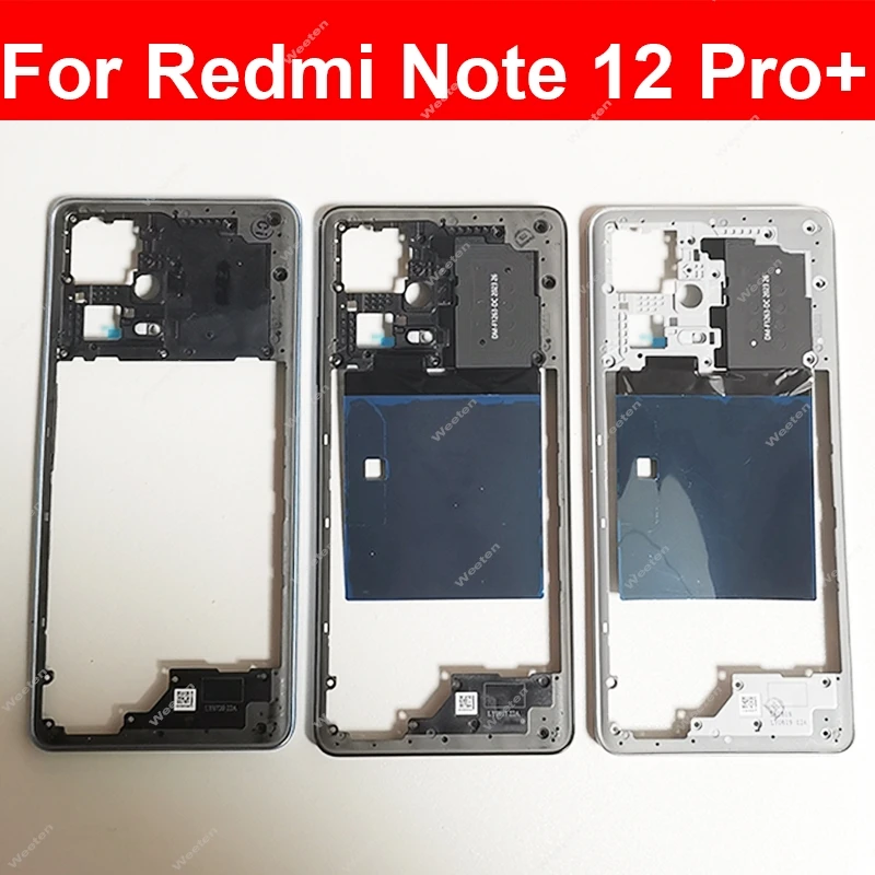 Middle Frame Bezel Holder For Xiaomi Redmi Note 12 Pro Plus Middle Frame Housing Cover With Volume Side Button Parts