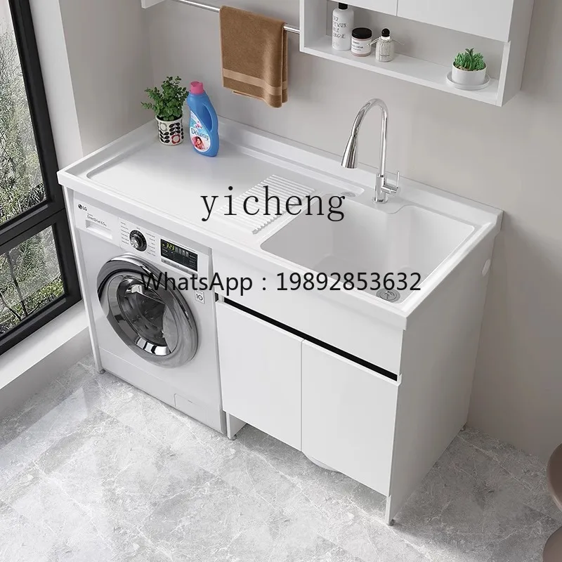 honeycomb aluminum balcony washing machine cabinet combination laundry table with rubbing board