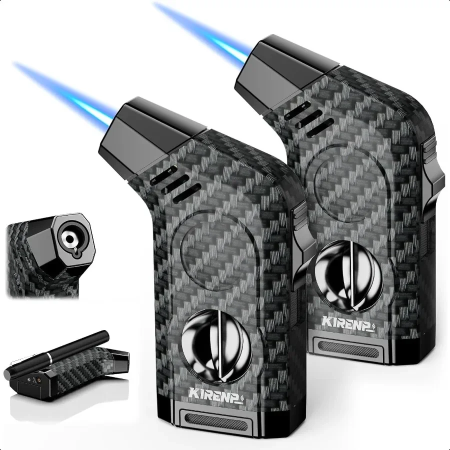 

2 упаковки, зажигалка из сплава с держателем для резака, мощные подарки с струйным пламенем для мужчин, ветрозащитные зажигалки, многоразовая бутановая зажигалка f