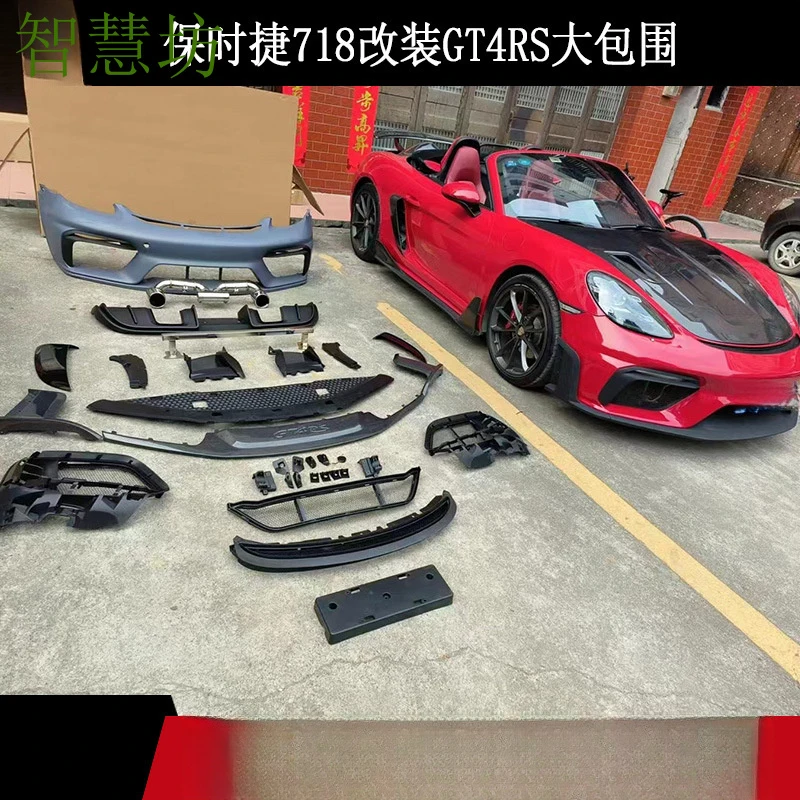 

Подходит для Porsche 718 BOXSTER/CATNAN 2018-2023 годов выпуска, модифицированный передний бампер и задний спойлер GT4RS Wide-Body.
