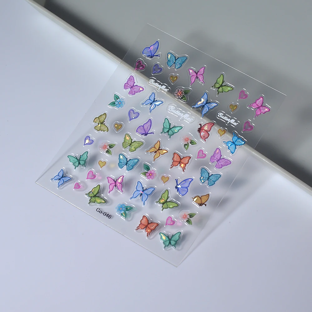 5d Jelly Design Butterfly Sticker for Nail Art Customized Personalize Nail Sticker Slider Manicure CO-049