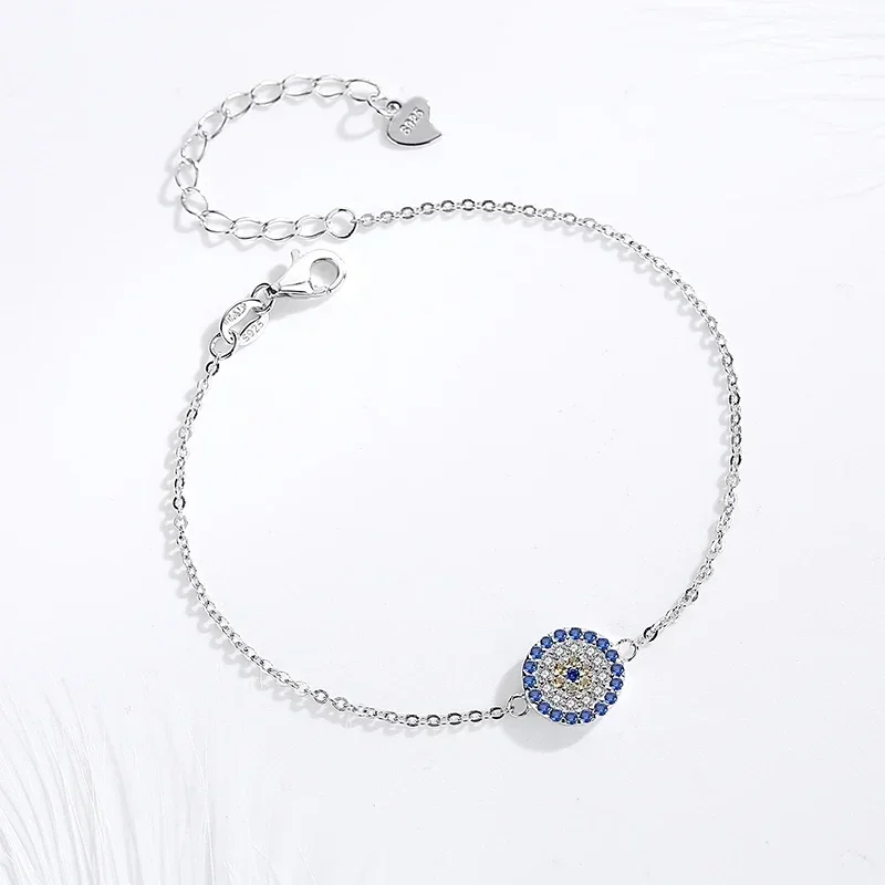 KALETINE Lucky 925 Sterling Silver Bracelets For Women Blue CZ Evil Eye Bracelet Turkey Fine Jewelry Mini Gift for Girl