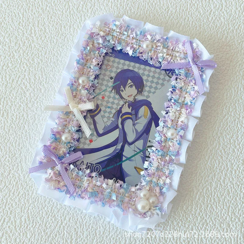 Japanese Cute 3D Bow Lace Frame Card Holder Anime & Games Collectible Card Display Protector Kawaii Girl's Ita-bag Card Sleeve