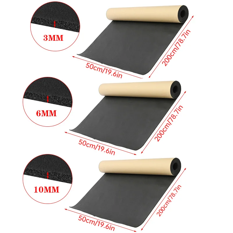 

200x50cm Car Sound Proofing Deadening Mat Heat Closed Cell Foam Anti-noise 3/10mm Thickness Car Truck Sound Insulation Cotton