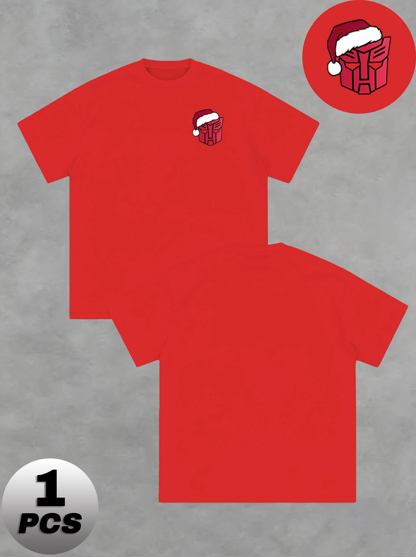 Transformers Christmas Boppy T-shirt imprimé logo rouge – Haut décontracté à manches courtes tendance pour homme, cadeau parfait pour petit ami