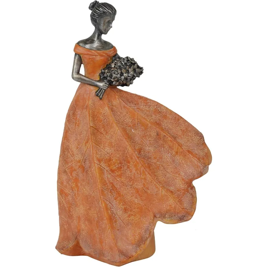

Guichifun Fairy Statue Collection Home Decoration - Orange Leaf Angel Girls Resin Fall Thanksgiving Decor for Outside or Inside