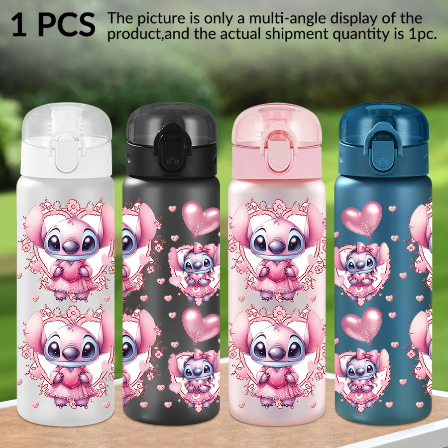 

1Pc Disney, Stitch, Love, 26oz Plastic Water Bottle Sports Water Cup with Lift Rope Birthday/Back To School Gift
