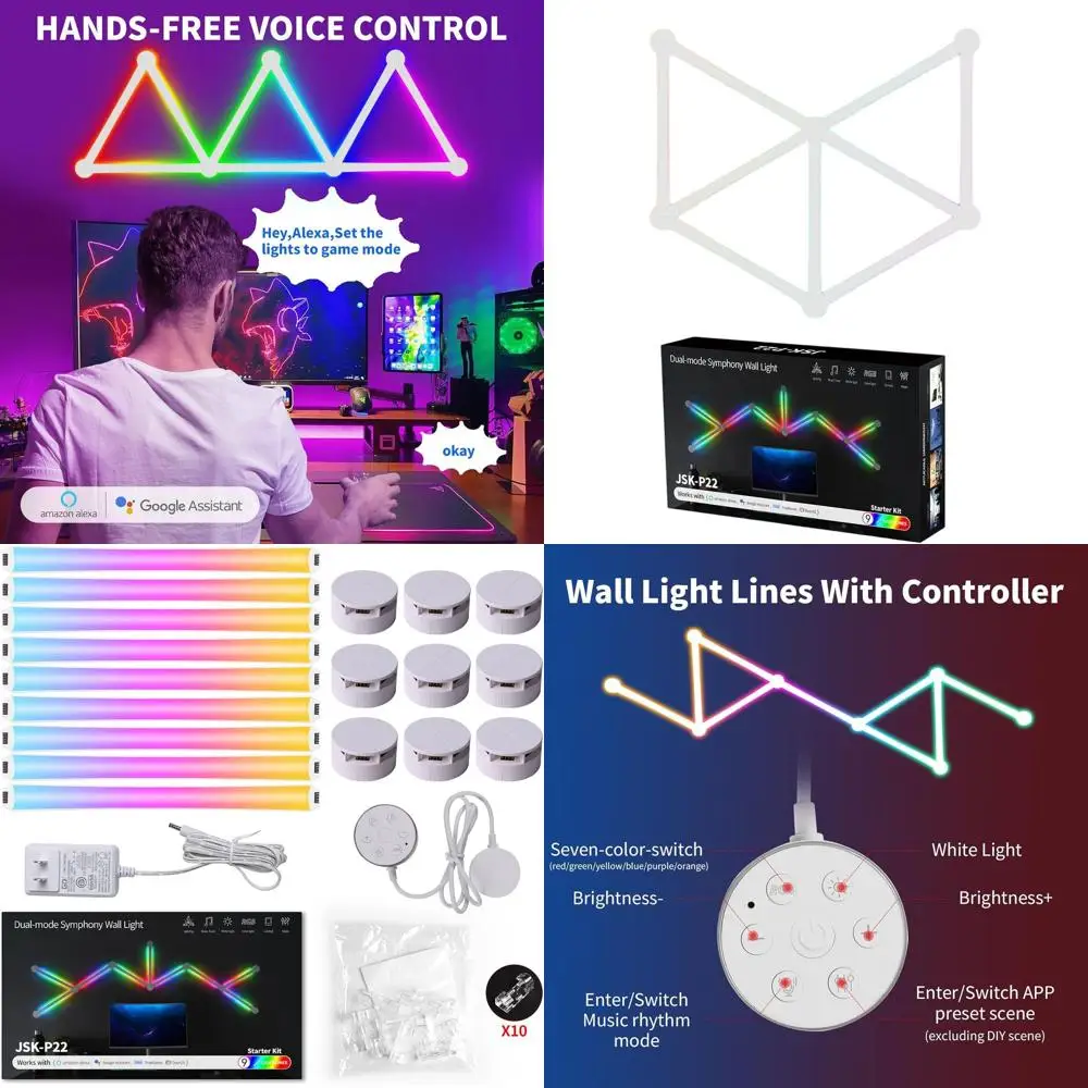 

Светодиодный RGB-светильник для игровой комнаты с геометрическим дизайном, изменяющий цвет, с подсветкой для домашнего декора, совместим с Alexa, идеально подходит для игровых комнат