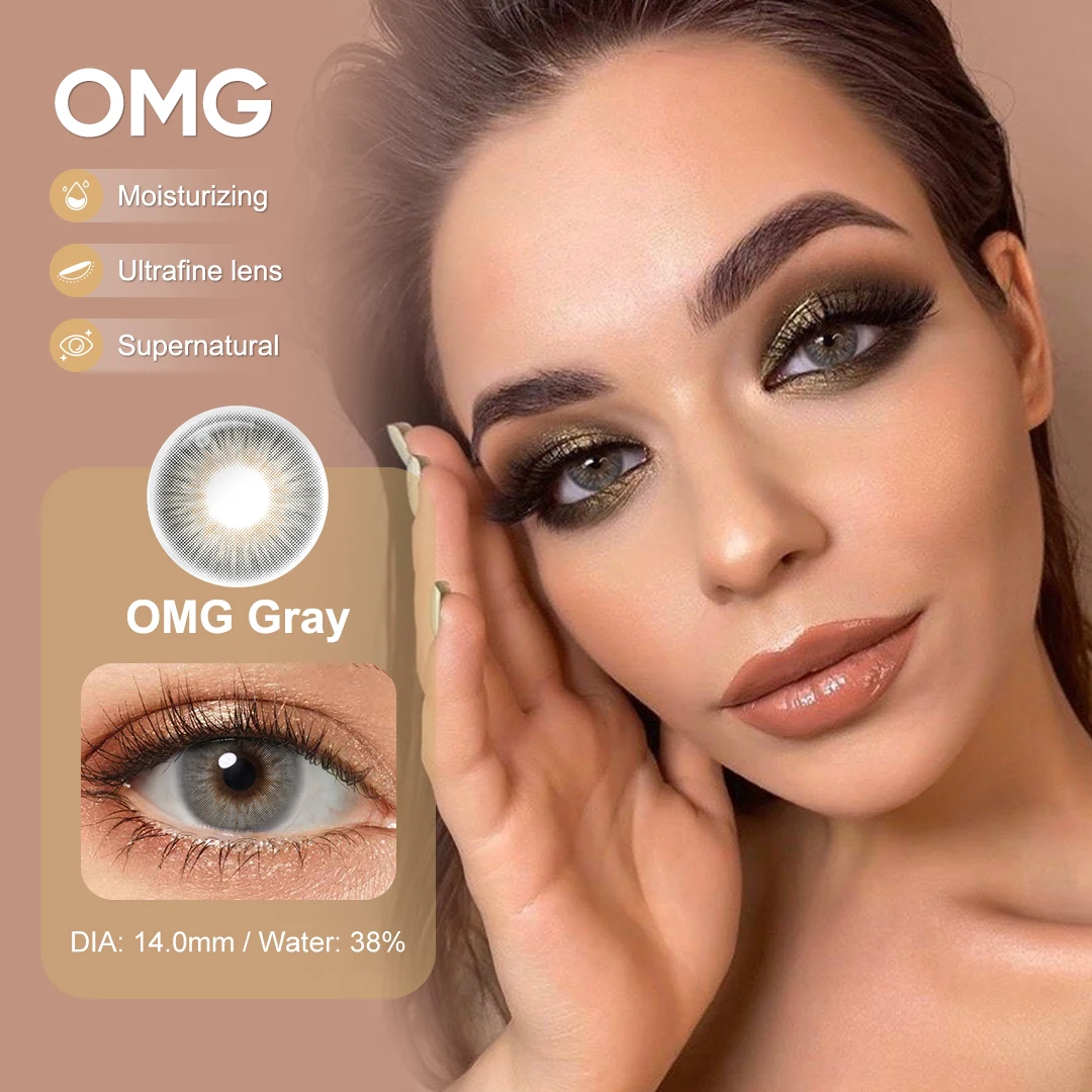 （0~-6.00）Natural Colored Contact Lenses with Prescription Myopia Lenses with Degree Brown Lenses Gray Pupils Fast Shipping