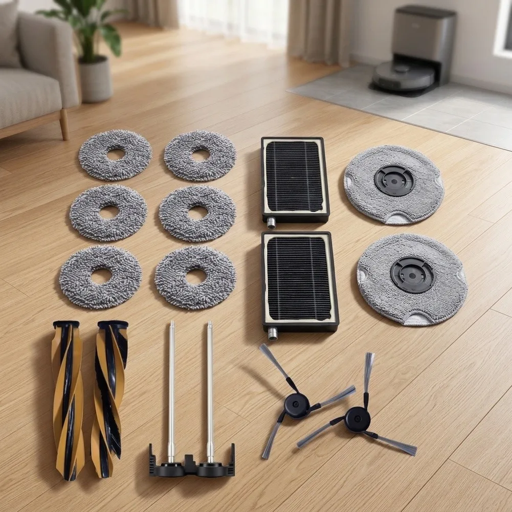 Essential Replacement Parts Kit for Mova V50 Ultra and For Mobius 60 Robot Vacuum Includes Brush Bracket Mop Cloth Dust Bag