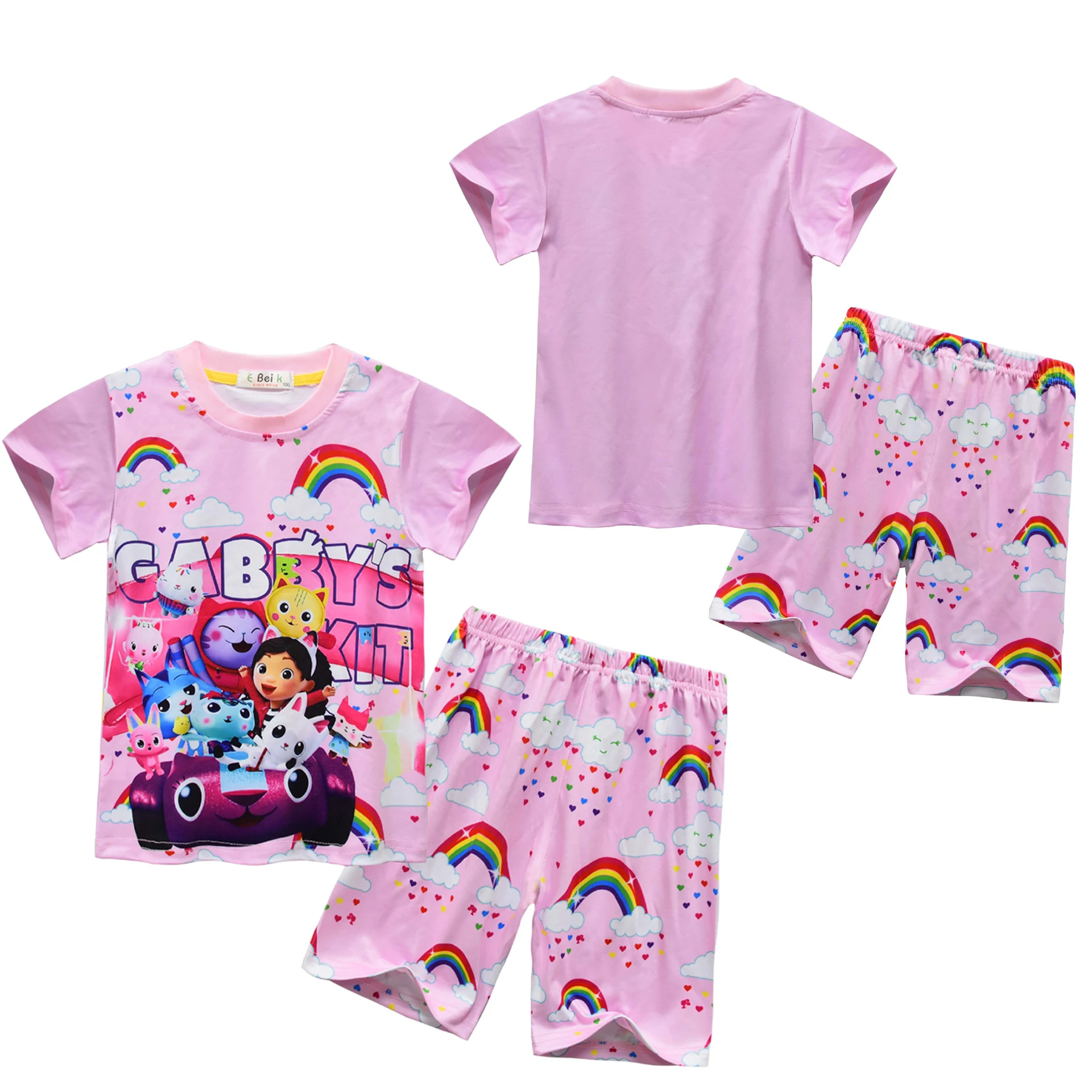 Kids Summer Clothing Baby Girls Gabby's Dollhouse Costumes Cartoon Gabby Cat Tshirt + Shorts Sets Fancy Birthday Party Outfit