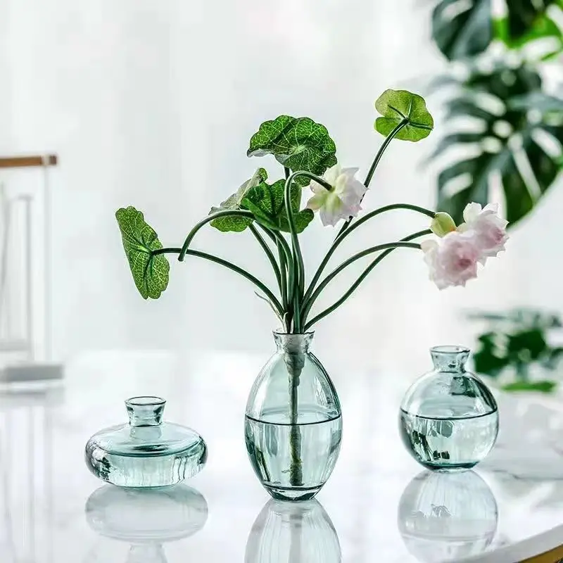 3 Piece Set Mini Vase Set Desktop Handicraft Transparent Glass Hydroponic Flowers Office Living Room Decoration Home Accessories