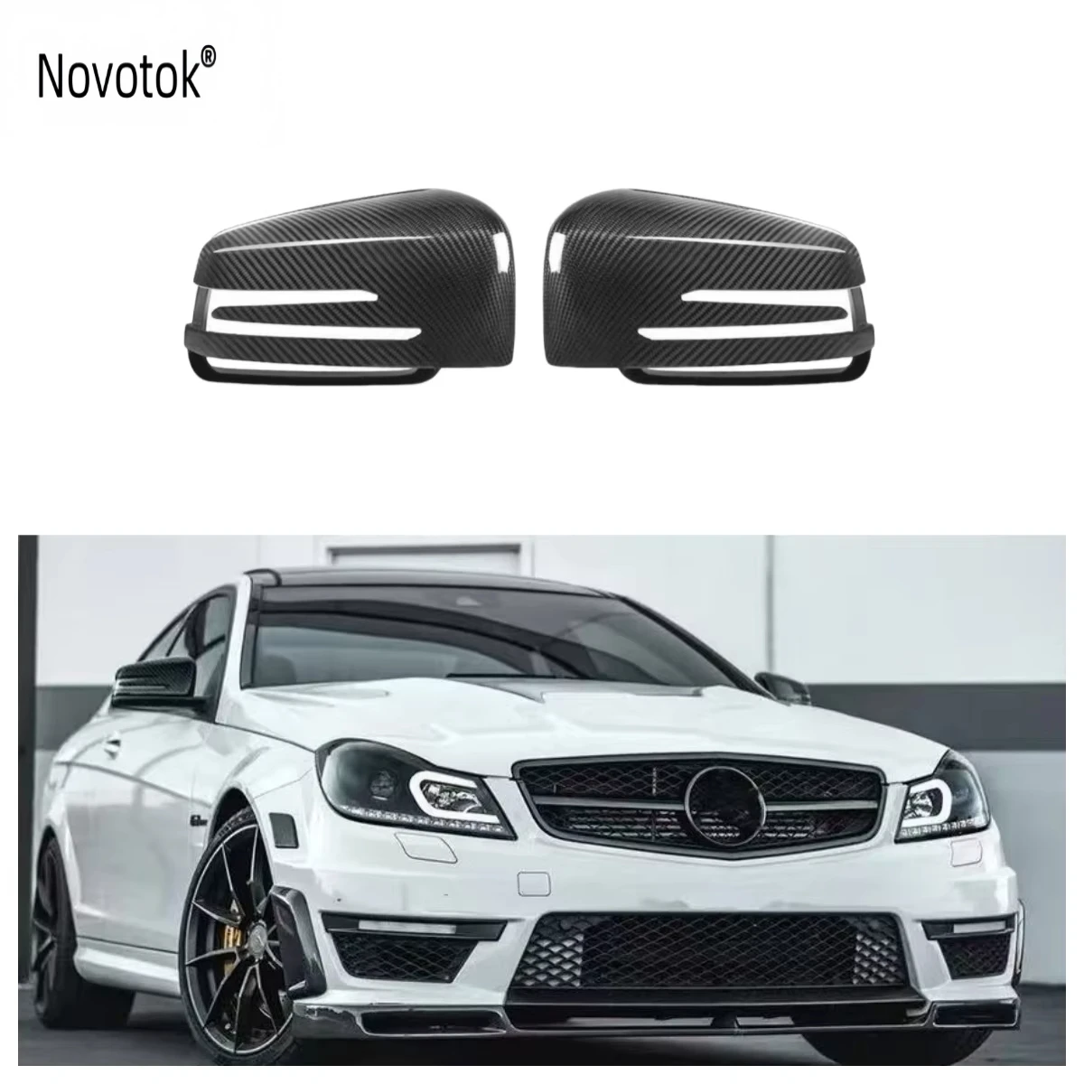 

2026 2007-2014 Automotive Parts Suitable For Mercedes Benz C-class C204 Original Style Dry Carbon Fiber Rear View Mirror Cover