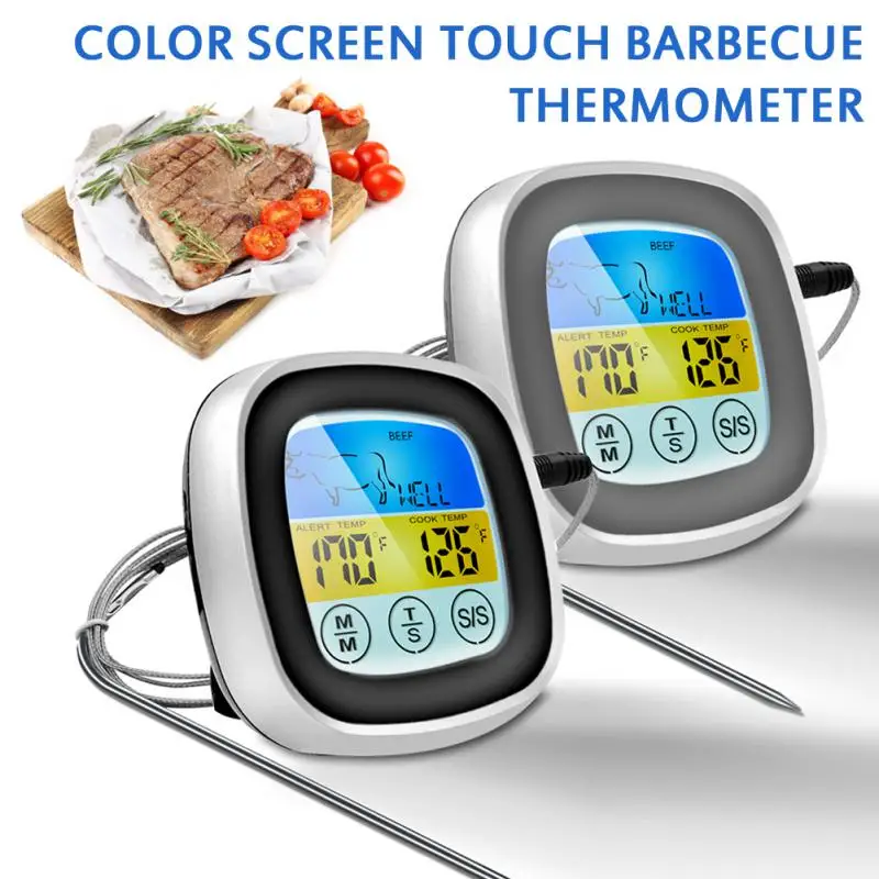 Oven Thermometer Kitchen Thermometer Core Temperature Probe Digital Alarm Meat Thermometer LCD Digital Food Cooking Thermometer