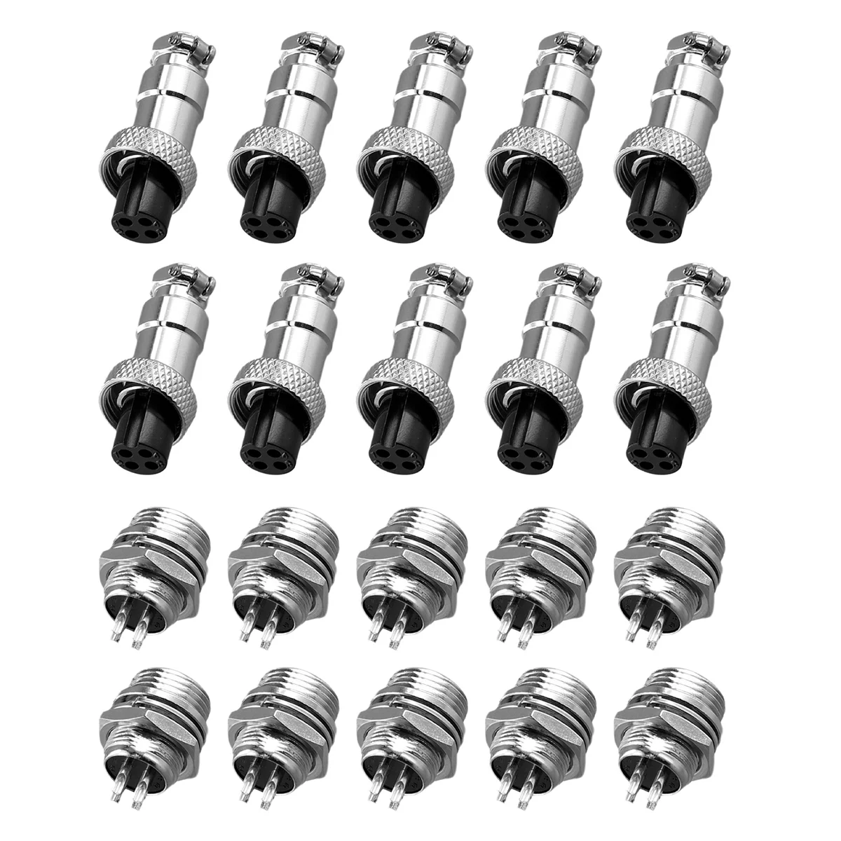 10set M12 4 Pin 12mm Aviation Connector Male + Female Circular Air Socket Plug Electrical Wire Panel Connector