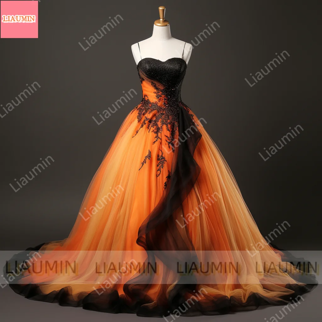 Orange and Black Lace Applique Tulle Ball Gown Full Length Evening Party Clothing Formal Prom Dress Hand Made Customized W2-16 - AliExpress 320 Orange and Black Lace Applique Tulle Ball Gown Full Length Evening Party Clothing Formal Prom Dress Hand Made Customized W2-16 - AliExpress 320