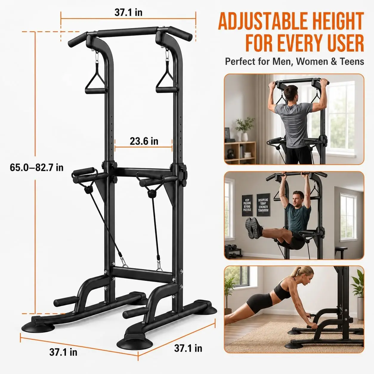 Power Tower Pull Up & Dip Station Multi-Function Home Strength Training Fitness Workout Station Height Adjustable