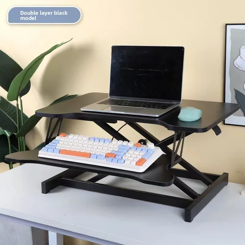 Pneumatic Standing Desk Laptop Table Foldable Adjustable Height Office Desktop Riser for Computer Notebook Workstation