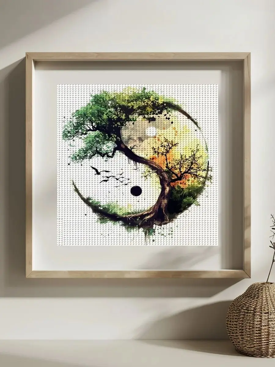 1 Stück 30x30 cm/11,8 Zoll Tai Chi Gestempeltes Kreuzstich-Set DIY-Kit 11CT/14CT DIY-Stickset Kreuzstich-Set als Geschenk – Detail 1