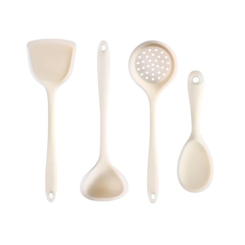 7 Pc Non Stick Silicone Utensil Set For Cooking And Baking Pot Spatula Kitchen Multifunctional Cooking Utensils Durable White