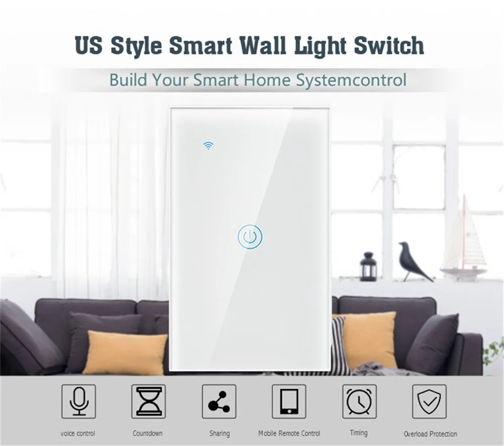 米国/ブラジル向けTuyaコントロールスマートWiFiスイッチ、新Alexa、Google Home音声コントロール対応、最新PC素材使用、インテリジェントスイッチ