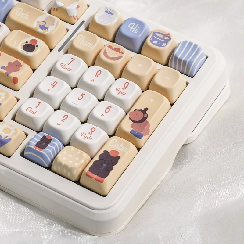 

Колпачки для клавиш Little Bear Cookie FOA XOA MDA Profile PBT Material, милые мультяшные украшения для клавиатуры, подарки для мужчин, женщин, мальчиков и девочек