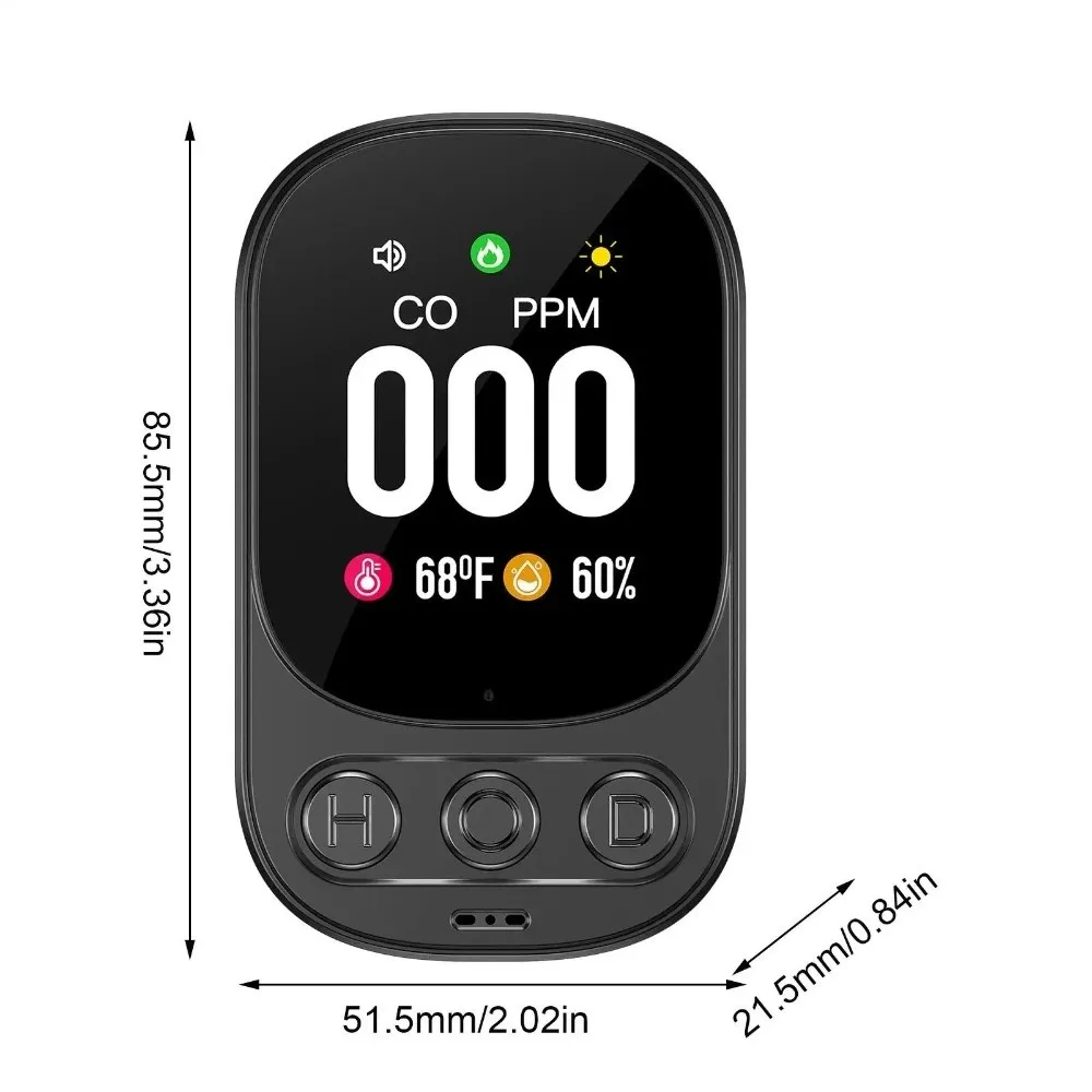 High Sensitivity Carbon Monoxide Detector Real Time Monitoring Portable CO Monitor Large Screen Temperature Humidity Detector - Image 6