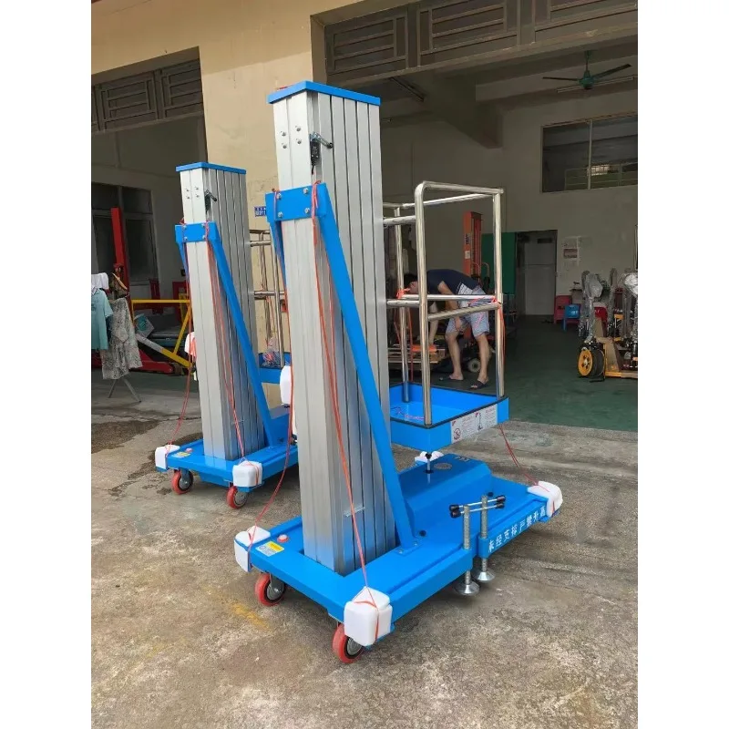 Light Duty Mobile Single Column Aluminum Lift Table 125kg Portable Electric Aerial Platform up to 6000mm Height