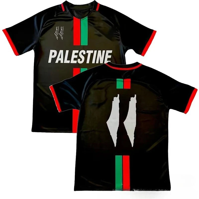 قميص كرة القدم الفلسطيني الجديد للرجال والنساء لعام 2025، قميص رياضي أنيق سريع الجفاف وجيد التهوية في الشارع