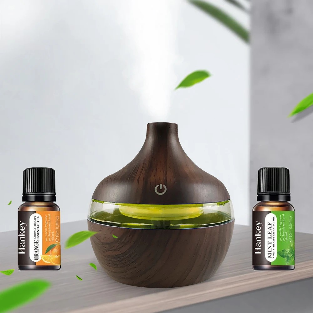 

Diffuser For Home Premium Wooden Humidifier Gift Set 300ml USB Diffuser with 2 Relaxing Essential Oils - Perfect for Bedroom Of