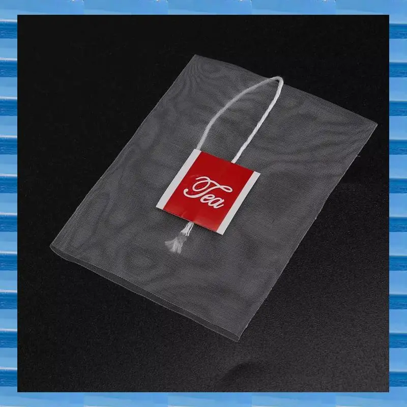 AT53 The New 500Pcs 5.8 X 7Cm Pyramid Tea Bag Filter Nylon Tea Bag Single String Label Transparent Empty Tea Bag