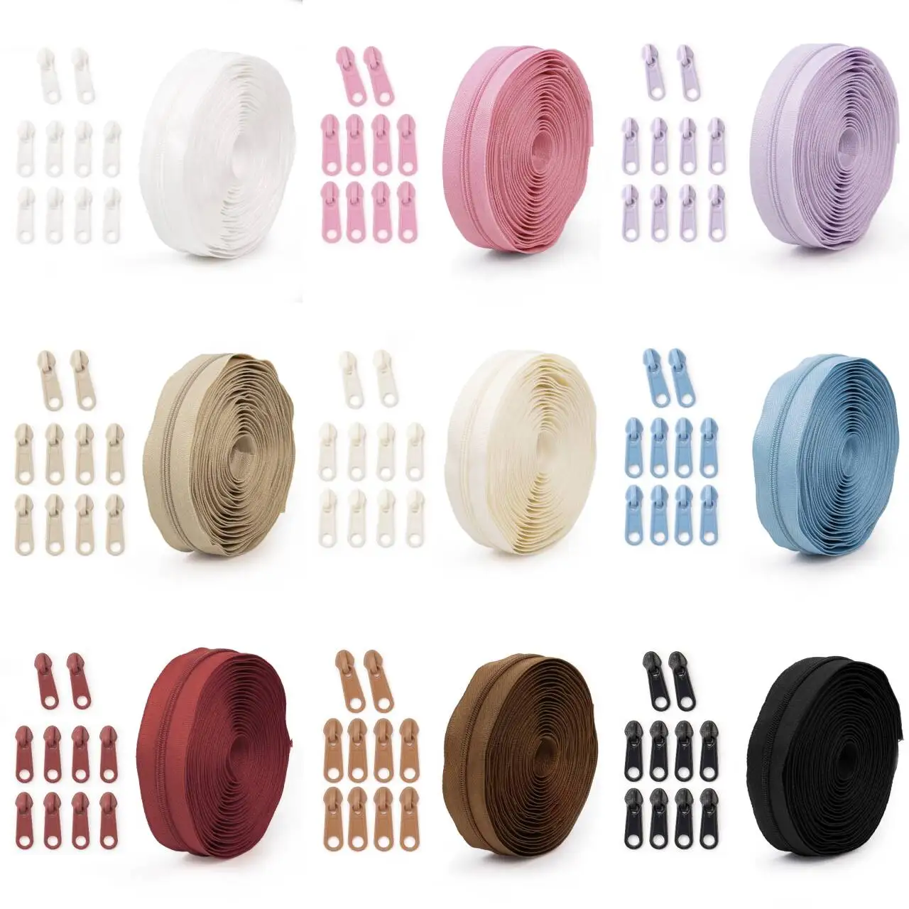 1/2/3Sets 3 #   Macaron Color Nylon-Reißverschluss, 4,5 m, Reißverschluss + 10 Stück, Schieber, Taschen, Kleidungsstück, Dekor, Reißverschlüsse, Kinderkleidung, Nähzubehör