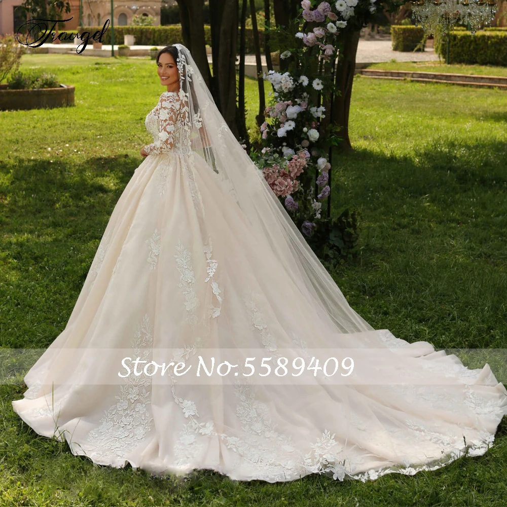 Traugel Ballkleid Prinzessin Brautkleider überbackene Langarm Vestido de Novia Stick applikationen elegante Robe de Mariee