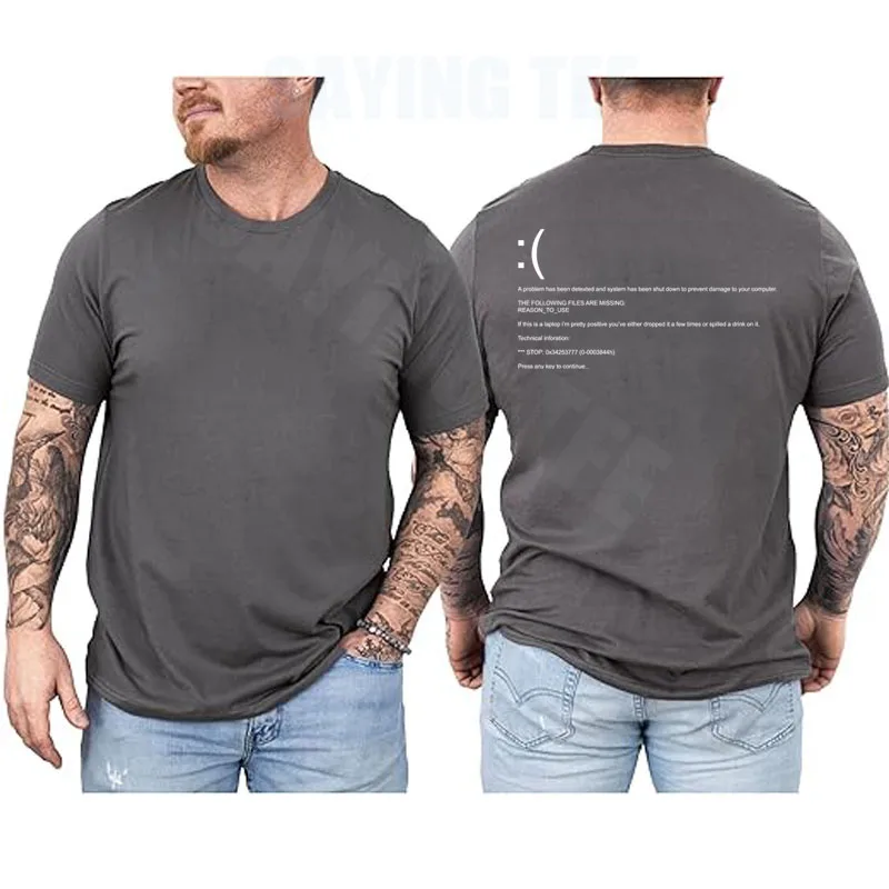 Lustiges Blue Screen of Death Geek Halloween Party Grafik-T-Shirt für Männer, Mode 404-Seiten-Druck, Programmierer Casual T-Shirt aus Baumwolle – Detail 9