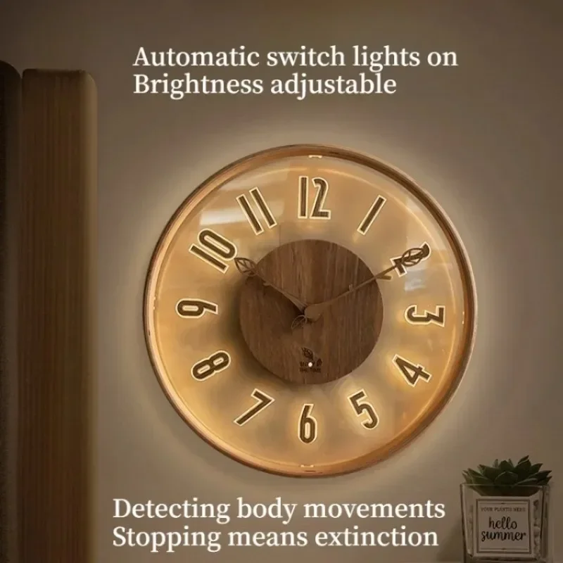 Intelligence Wall Clocks Radar Sensor Night Light 3D Stereoscopic Number Wall Clocks Modern Simple Living Room Home Decoration