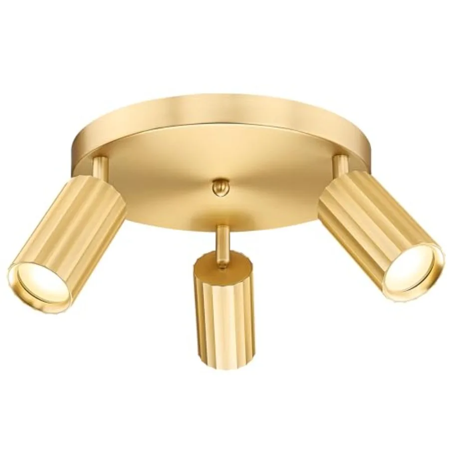 

Brushed Gold Round Track Lighting Fixtures Ceiling 3 Light Track Lighting Fixtures with 3000K GU10 Bulbs Track Lights for Kitch