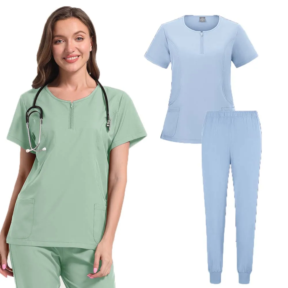 

Dentist Surgical Uniforms Women Hospital Doctor Nursing Sets Tops + Jogger Pant Scrubs Clinic Medical Uniform Beauty Salon Suits