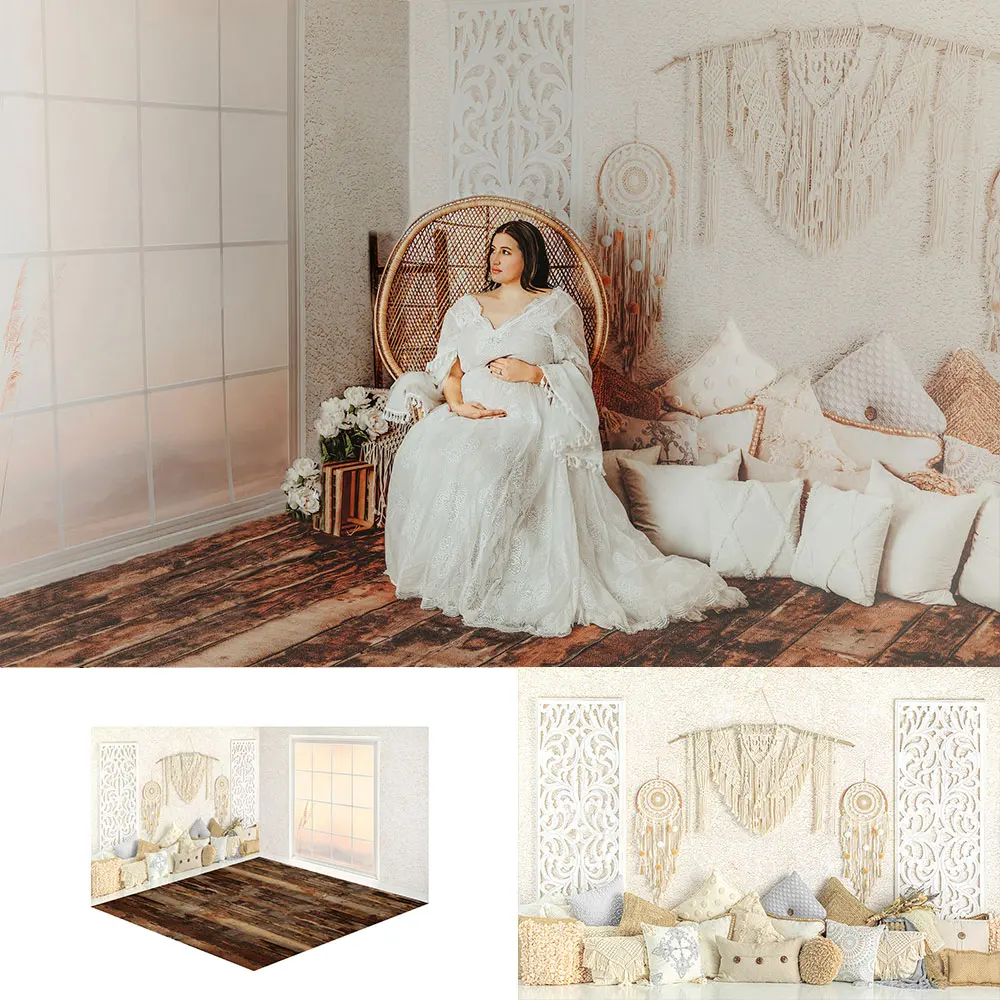 

Coastal Pacific Boho Backdrop Child Baby Photocall Decor Window Wood Floor Girls Pregnant Woman Portrait Room Backgrounds