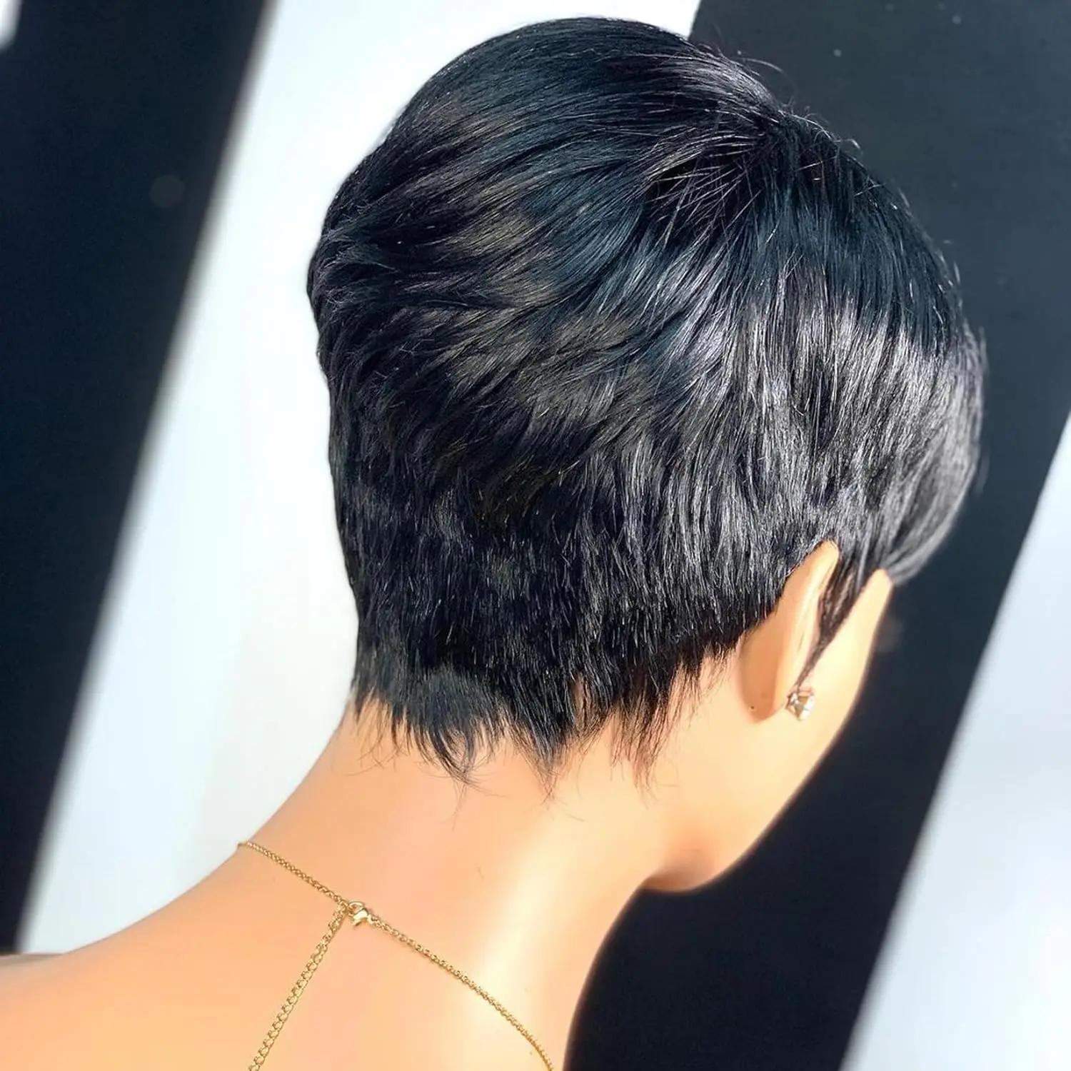 Short Hair Wigs, Pixie Cuts Wigs, Short Straight Black Ladies Wigs Synthetic Short Wigs For Black Women African American Women D