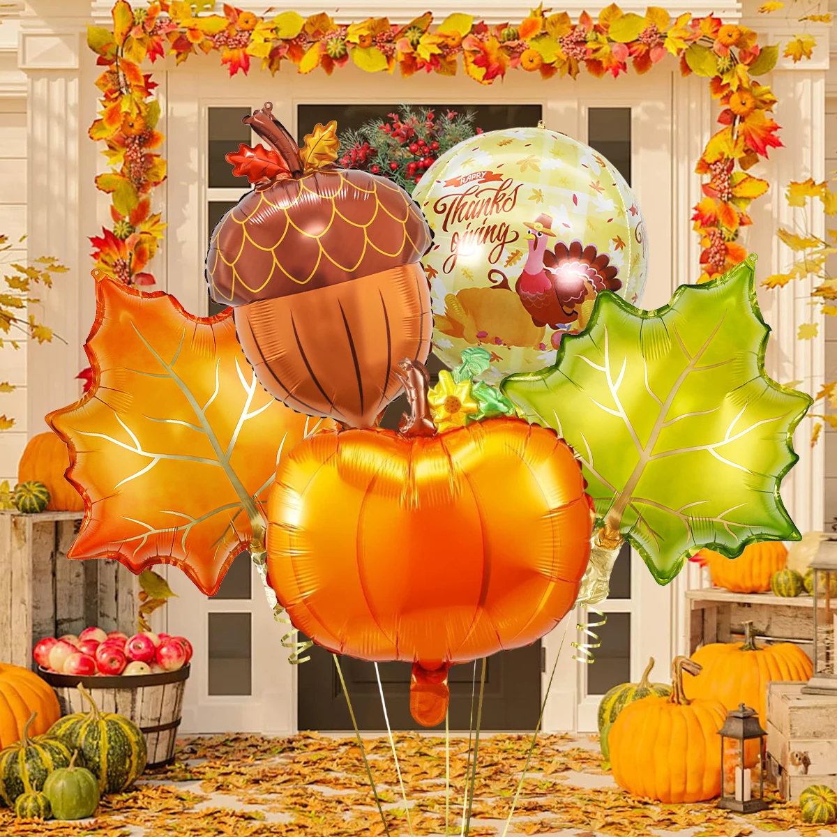 مجموعة قوس إكليل بالون الخريف، عيد الشكر السعيد، موضوع الحصاد، حفلة العشاء، جمع الأصدقاء للاحتفال بعيد الميلاد