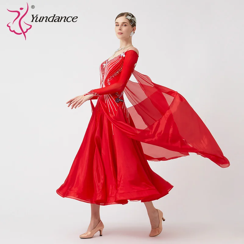 B-23174 nuove donne Modern Dance strass Color Diversity Dress Ballroom National Standard Waltz Competition Performance