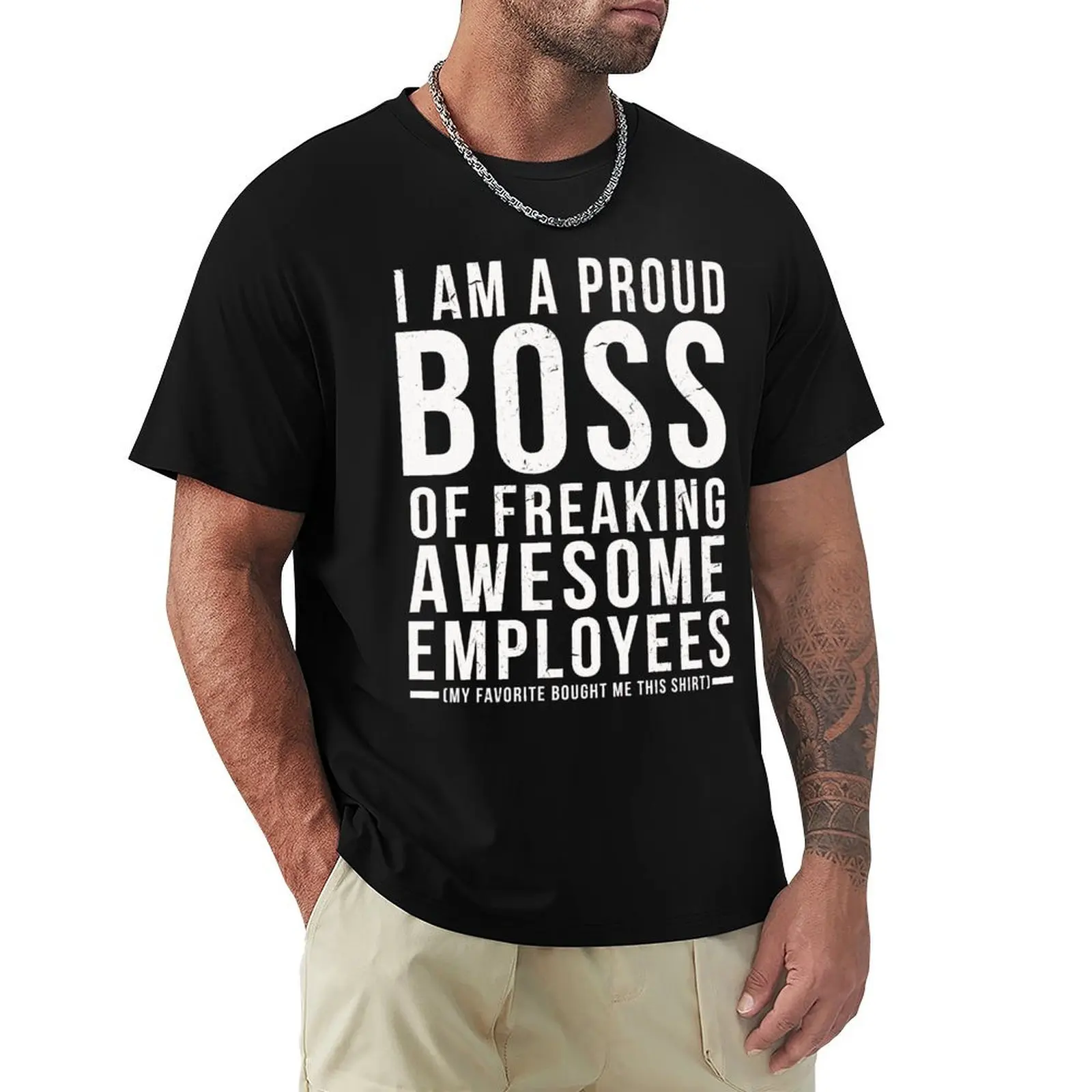 I Am A Proud Boss Of Freaking Awesome Employees Funny Workplace Foreman Employee Gift T-Shirt T-Shirt graphics mens clothing