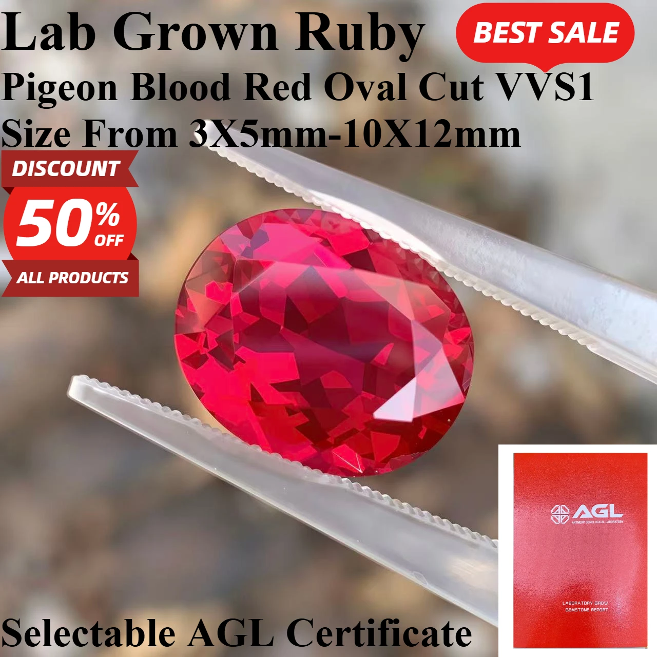 Pigeon Blood Red Lab Grown Ruby Oval Cut Loose Gemstone AGL Certificate DIY Jewelry Making For Rings Earrings Necklaces