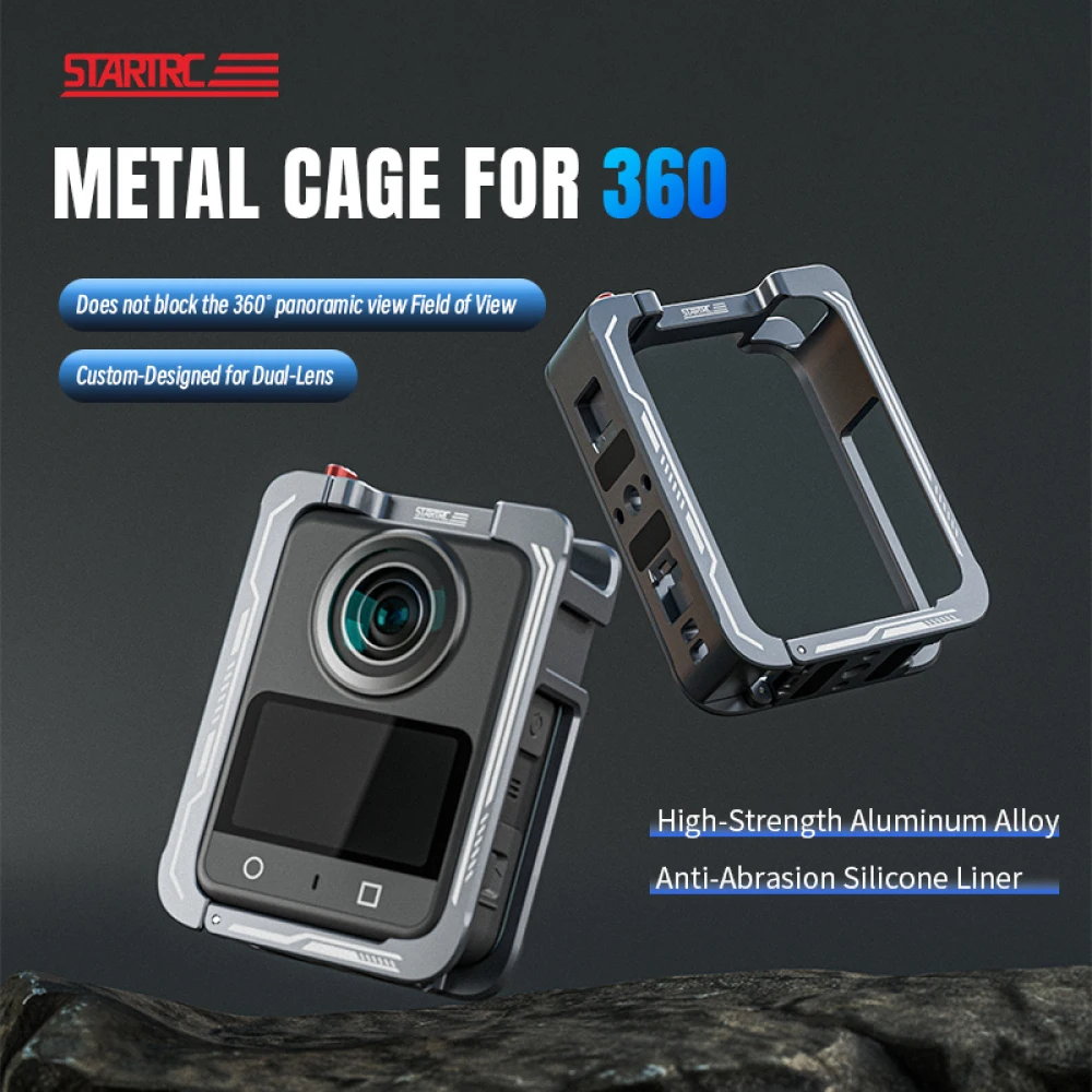 

Металлический защитный каркас STARTRC New OSMO 360 с резьбой 1/4 и креплением Cold Shoe для панорамной камеры DJI OSMO 360